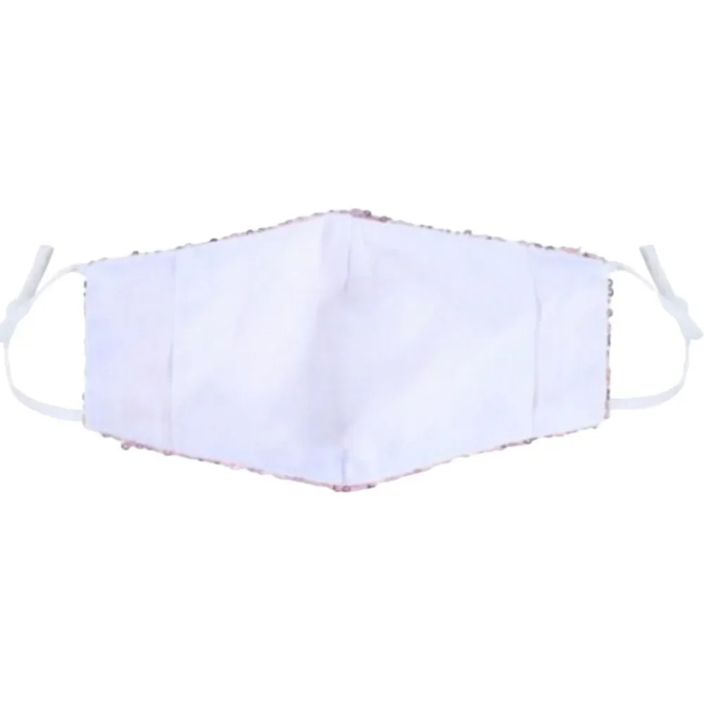 New Dressy Pink Sequin Gauze Face Mask With Filter Pocket